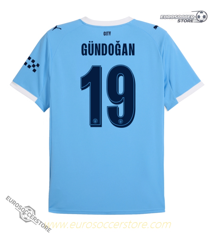 Manchester City 25-26 UCL Home Jersey with Gündoğan 19 Printing