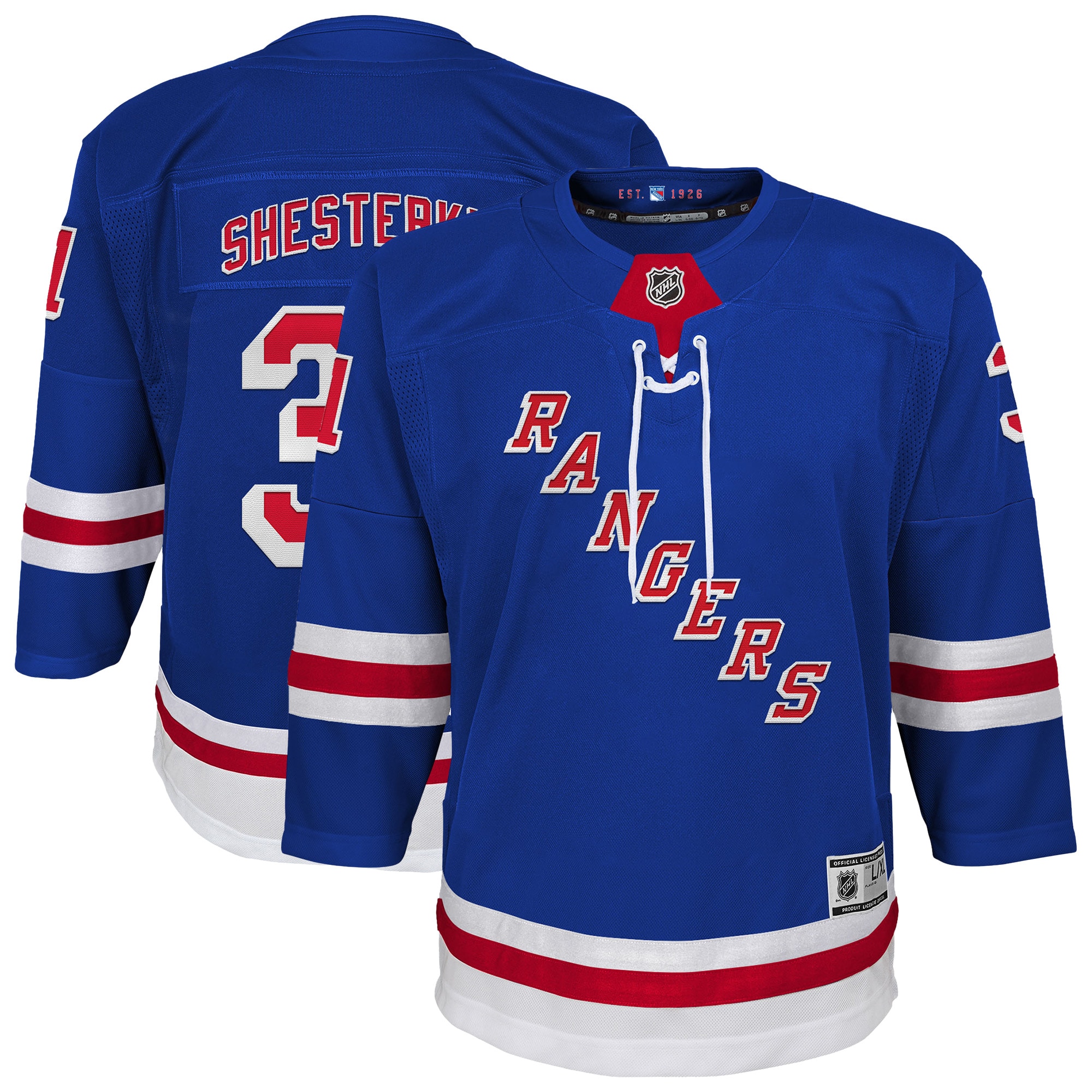 [LK] Igor Shesterkin New York Rangers Youth Home Premier Player Jersey - Blue