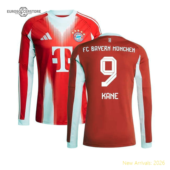 Performance 2025-2026 Bayern Munich Long Sleeve Home Shirt (Kane 9)