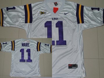 comfortable Men's LSU LA Tigers Spencer Ware #11 White 2024 Football