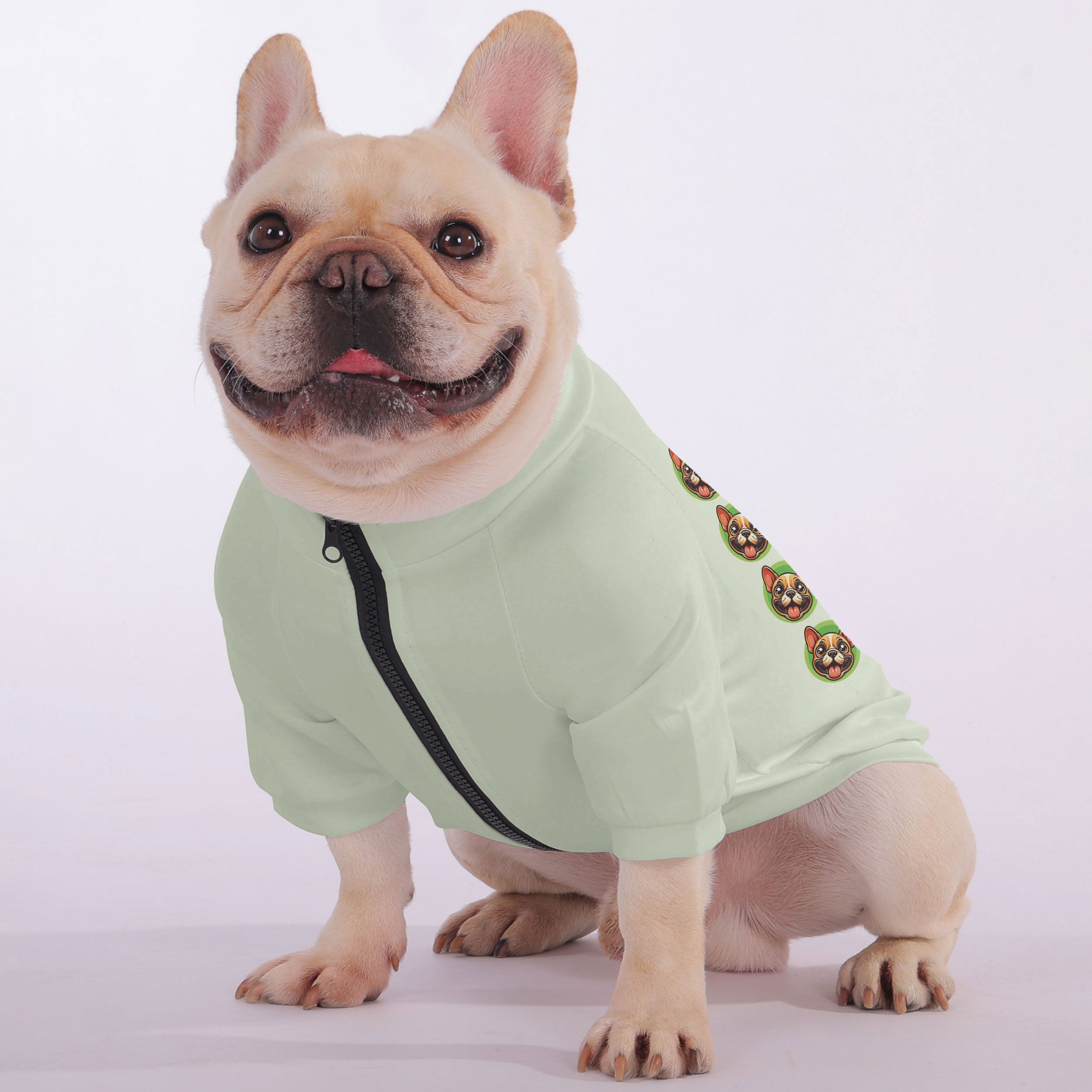 Fashion-Forward Elton - Snuggly Zip-up Sweatshirt For French Bulldogs...