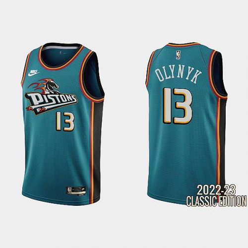 Detroit Detroit Pistons #13 Kelly Olynyk Teal Mens Nike NBA 2022-23 Classic Edition Jersey Mens