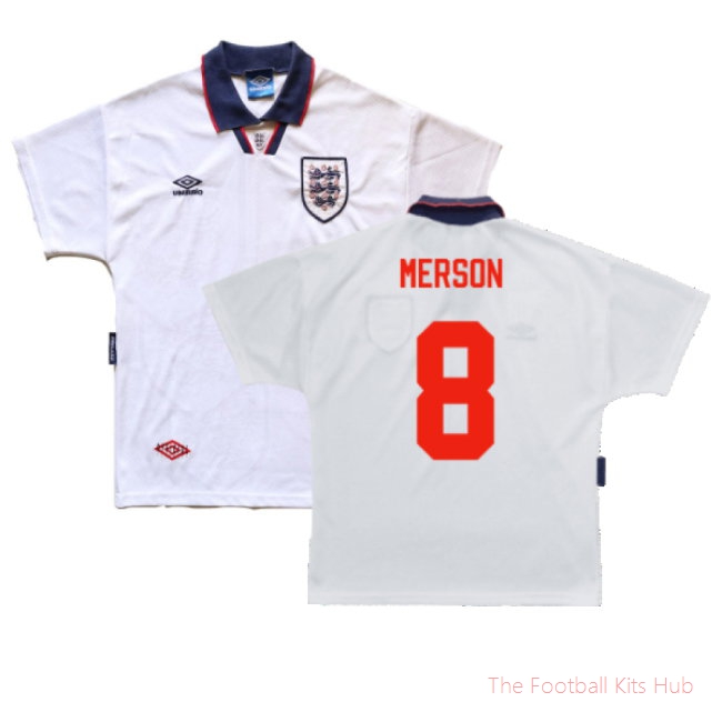 England 1993-1995 Home Shirt (XL) (Very Good) (Merson 8)