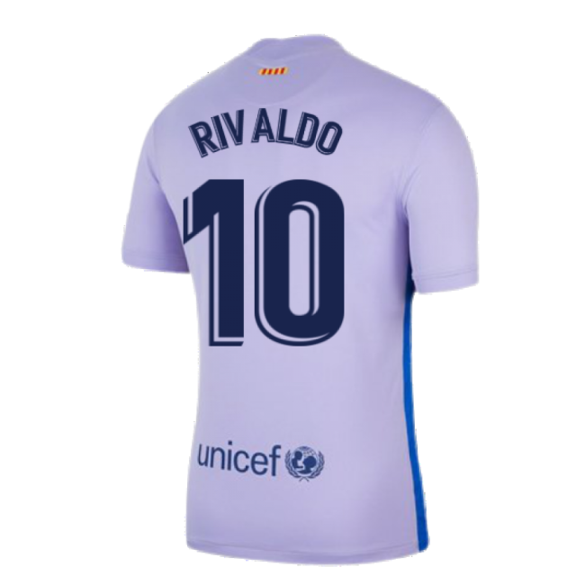 Official 2021-2022 Barcelona Away Shirt (Kids) (Rivaldo 10)