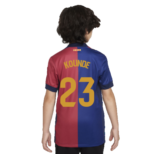 Barcelona 2024-25 Home Fan Version For Kids (Kounde Game Day Jersey