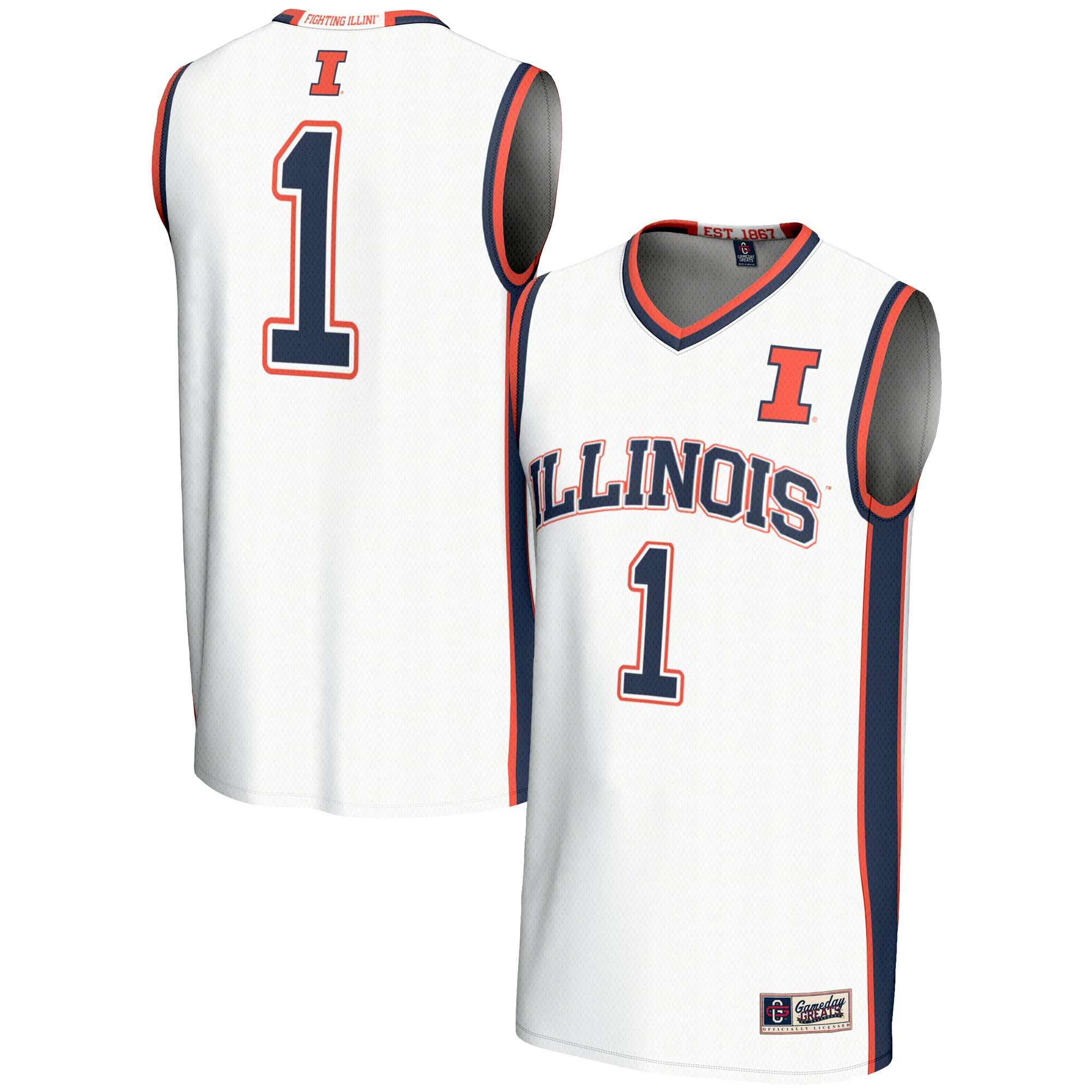 [NJP] Illinois Fighting Illini GameDay Greats Unisex Lightweight Basketball Jersey - White