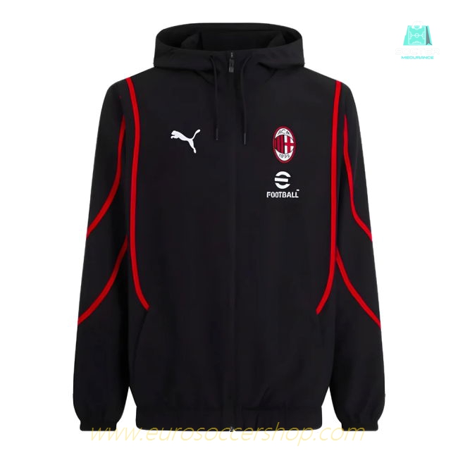 2024-2025 AC Milan Prematch Woven Jacket (Black)