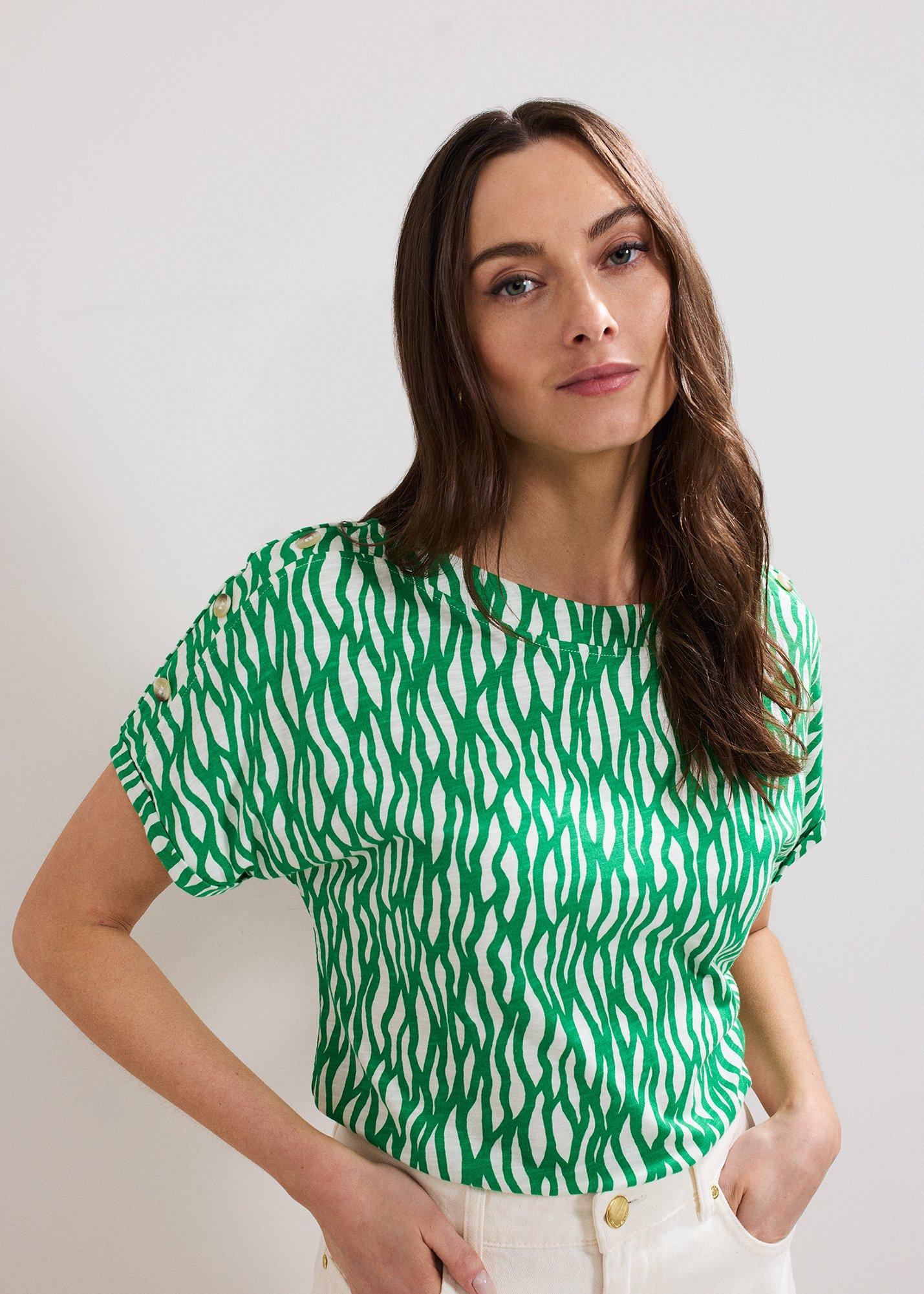 Suzie Button Detail Printed Top