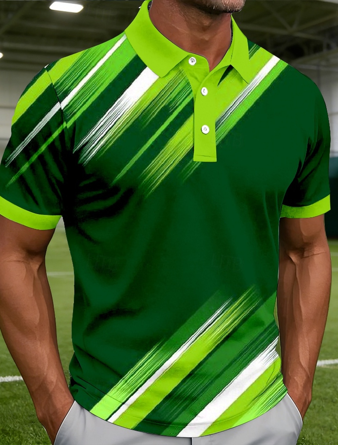 Men's Golf Line Polo Sports Shirts Short Sleeve Collared Casual