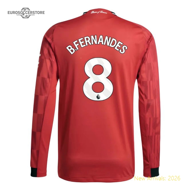 2025-2026 Man Utd Long Sleeve Home Jersey (B.Fernandes 8)
