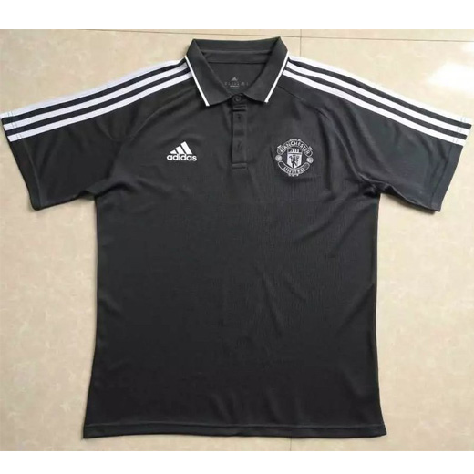 Professional Grade Man Utd Manchester United 201718 Black Polo Jersey