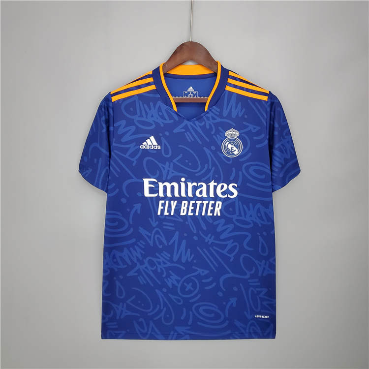 Real Madrid 21-22 Away Blue Soccer Jersey Football Shirt - Official