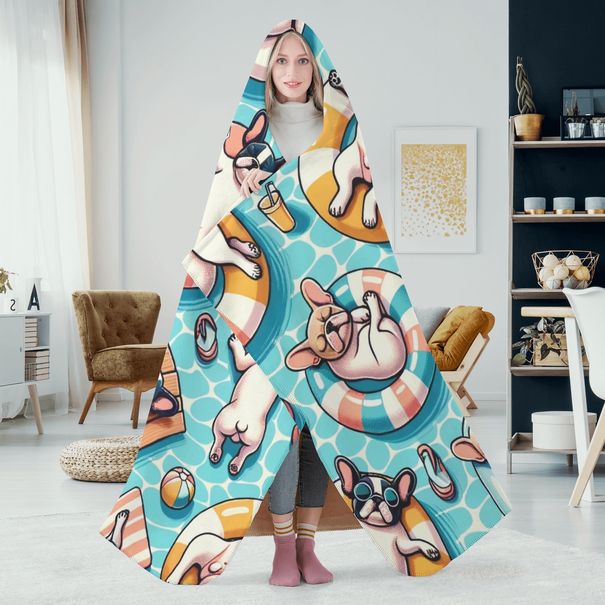 French Bulldog Kobe Hooded Blanket Practical Pet Supply