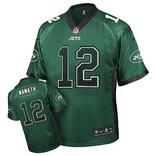 Official NFL W Y J Jets #12 Joe Namath Green Elite Jersey - NFL Lic...