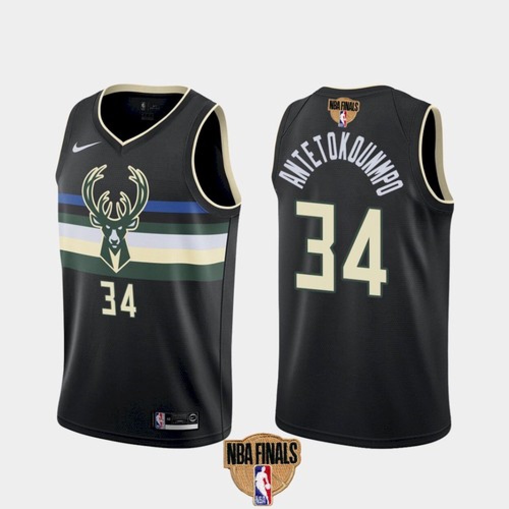 Contemporary Men's Milwaukee Bucks #34 Giannis Black Basketball Jersey