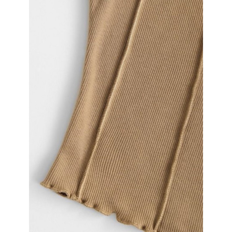 Exposed Seam Rib-knit Lettuce Trim Baby Tee CL8380