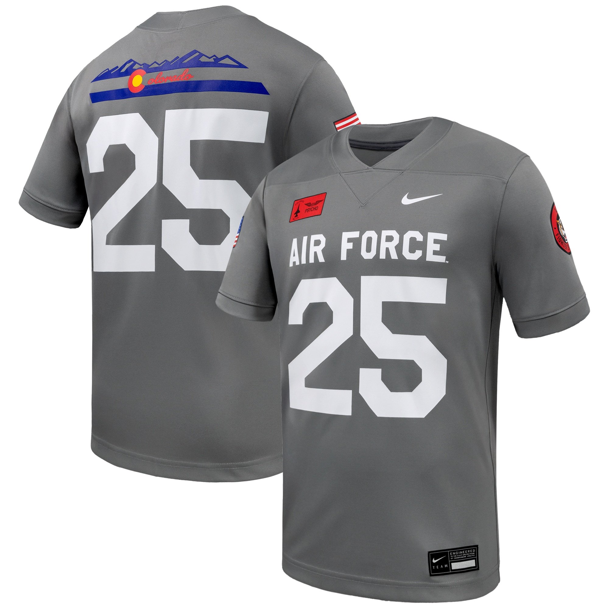 #25 Air Force Falcons APLS Fighting Falcon Collection Game 2026 Season Football Jersey - Gray