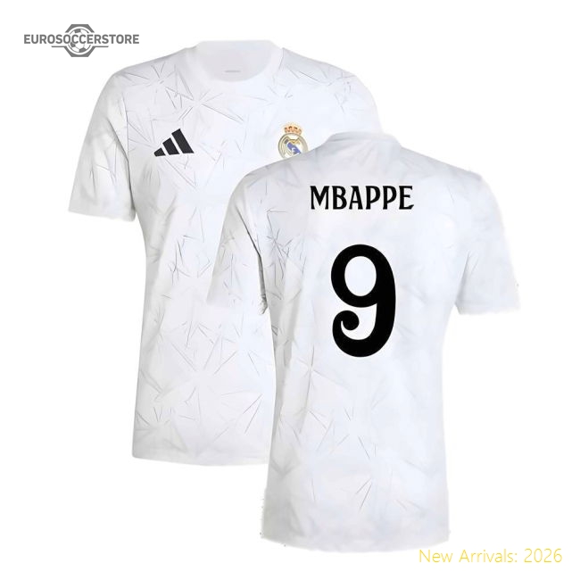 Authentic 2024-2025 Real Madrid Pre-Match Shirt (White) (Mbappe 9)