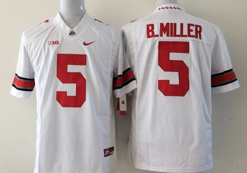 Men's OSU Ohio White 2014 stitched Braxton Miller #5 high quality