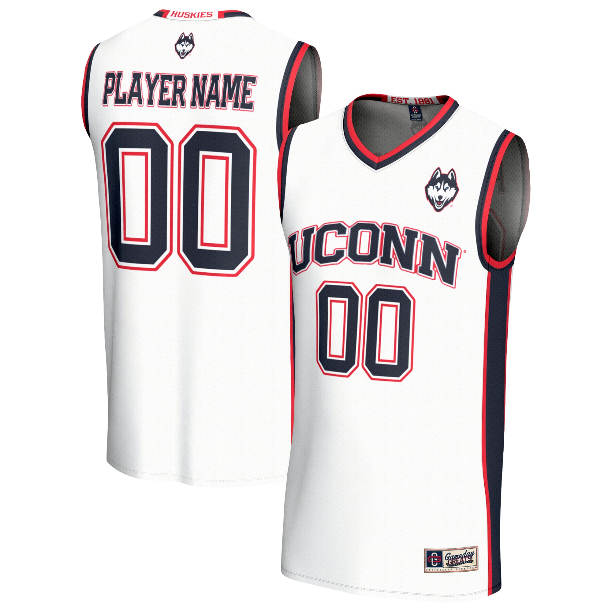 UConn Huskies GameDay Greats Unisex Lightweight Collegiate Men's Basketball NIL Pick-A-Player Fashion Jersey - White