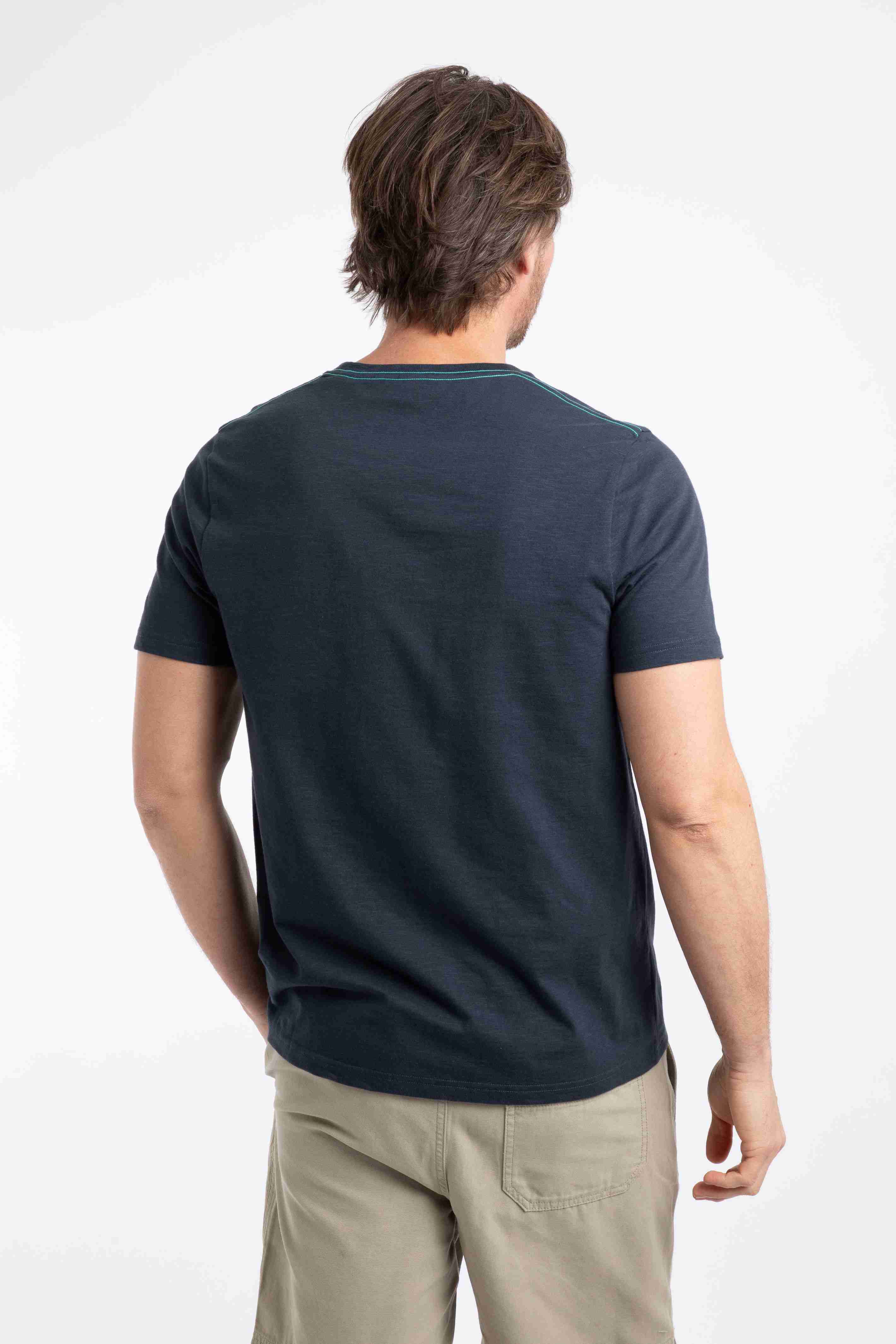 Palm Island Front Print Graphic T-Shirt Navy