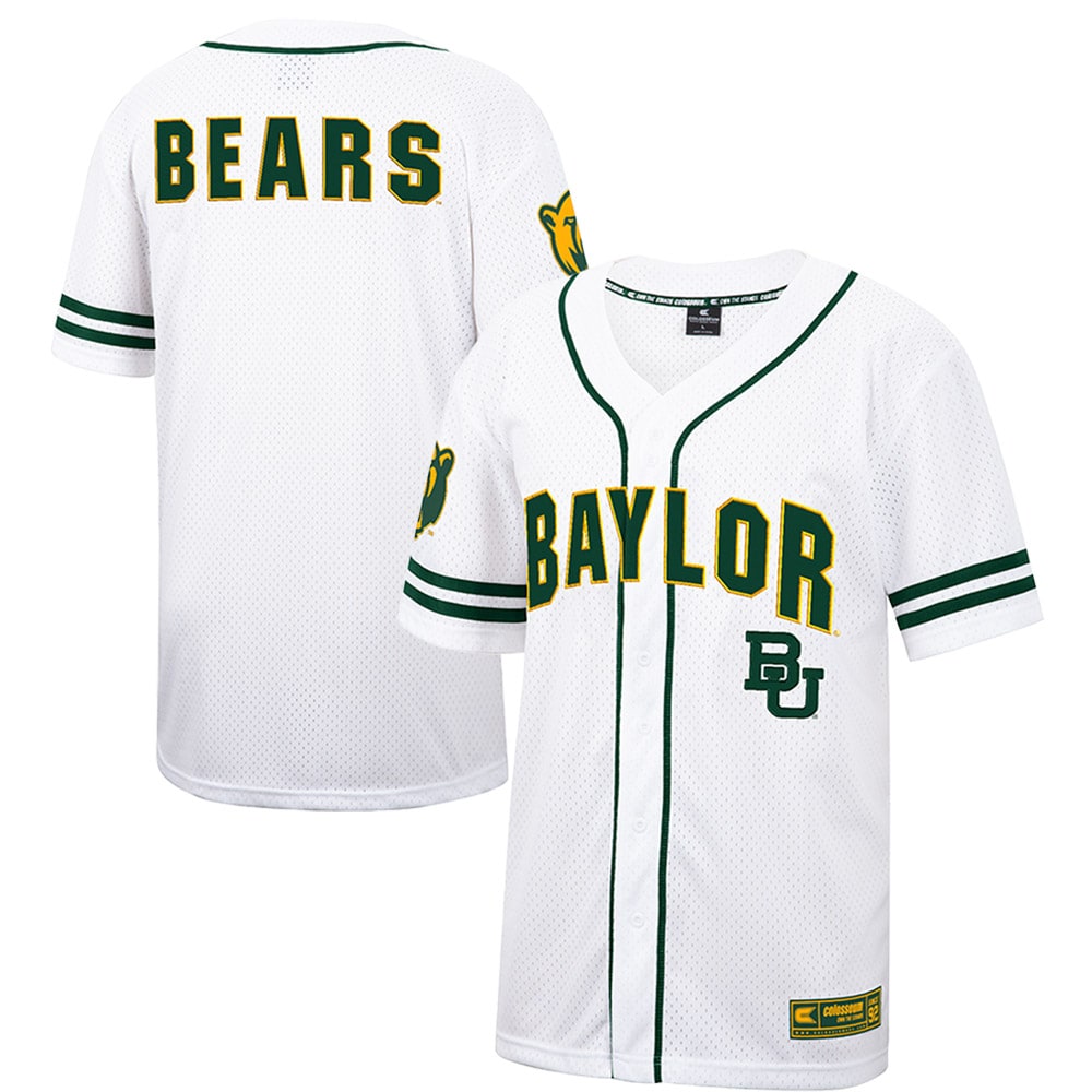 [NJP] Baylor Bears Colosseum Free Spirited Mesh Button-Up Baseball Jersey - White