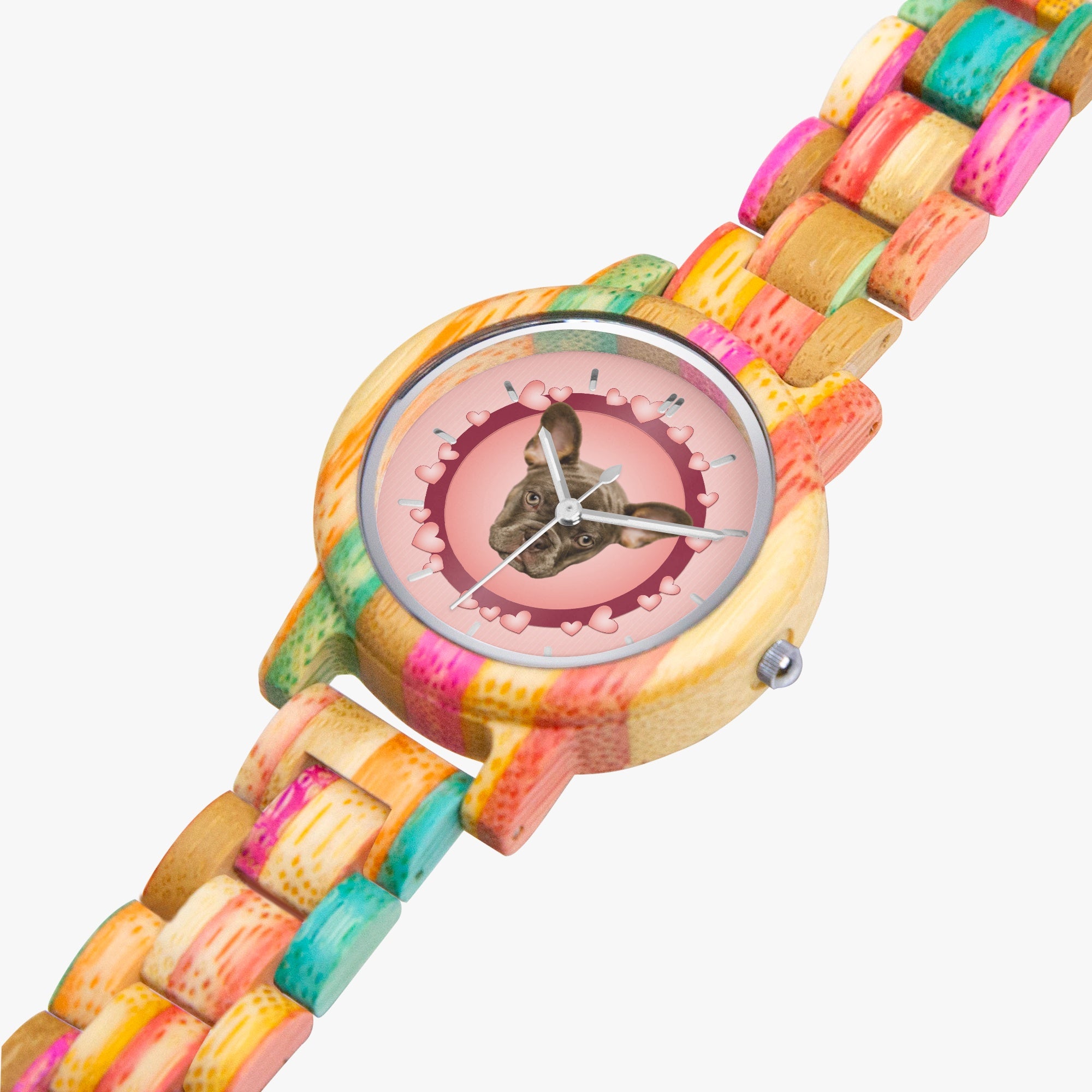 French Bulldog Waffle Personalized Stylish Wooden Watch For Frenchie