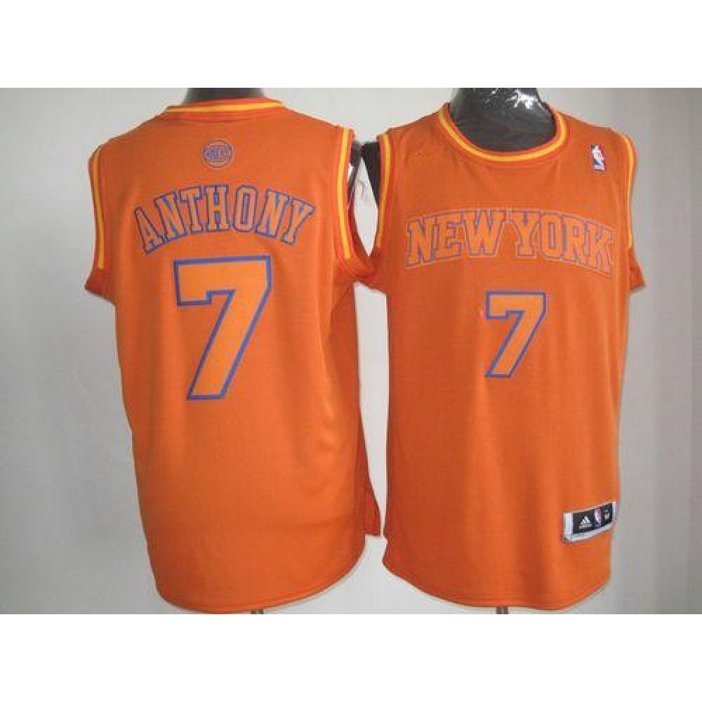 Cost-Effective Men's Knicks #7 Carmelo Orange Basketball Jersey