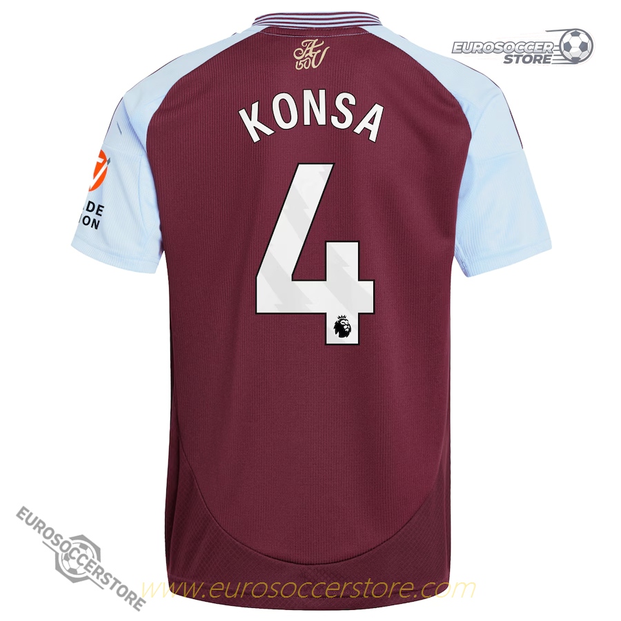 Aston Villa 24-25 Home Jersey with Konsa 4 Printing