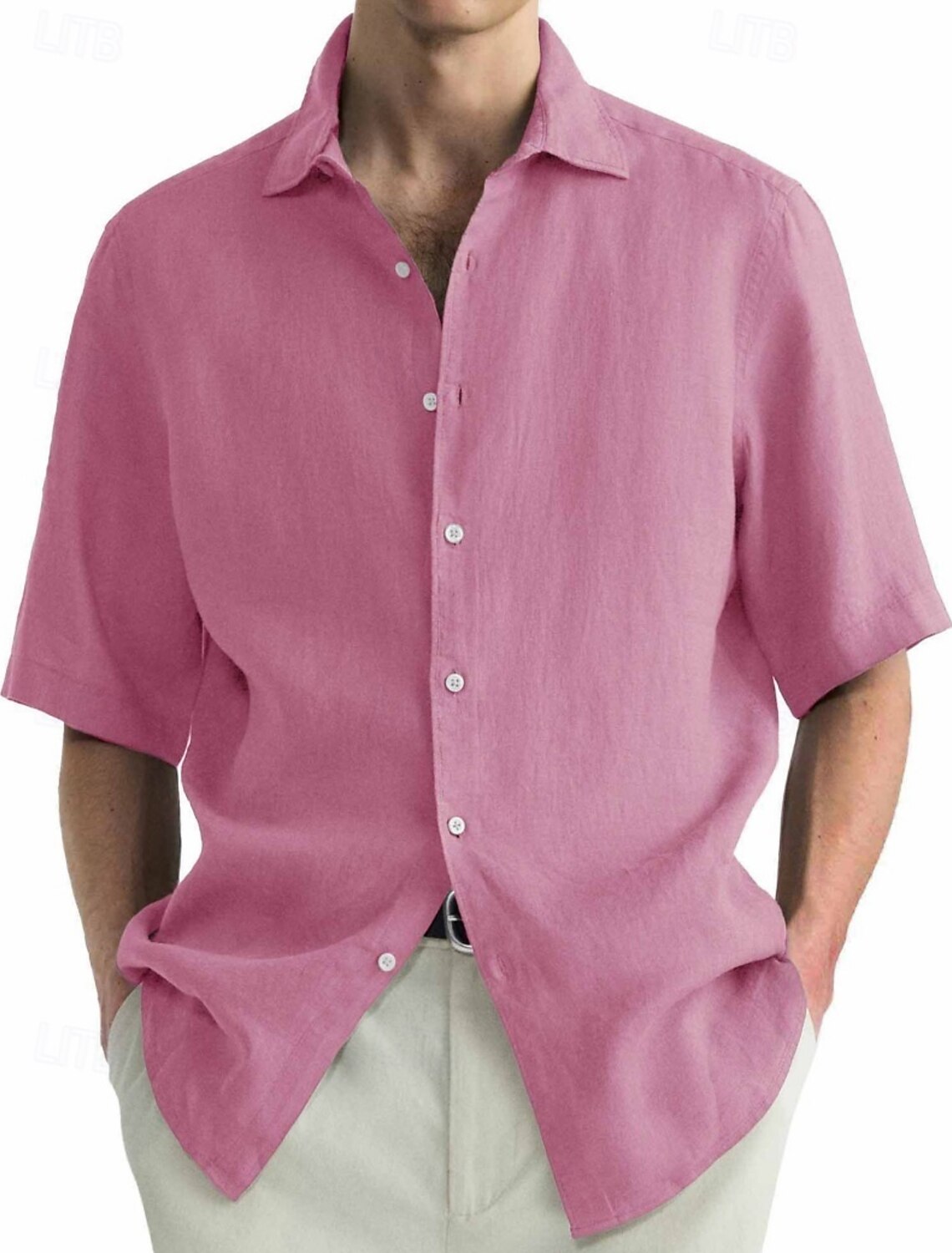 Men's Shirt Casual 100% Cotton Acid Wash Black White Light Green Pink