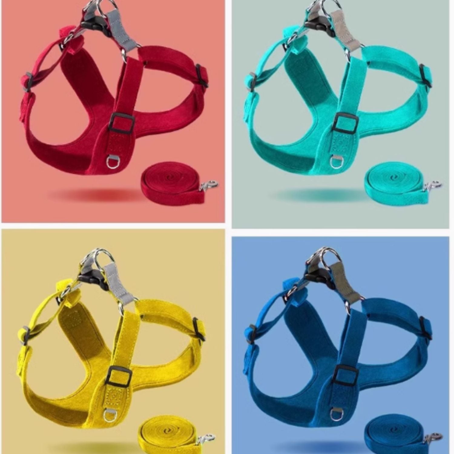 BulldoFit Luxury Suede Frenchie Harness – Breathable Vest & Leash Set