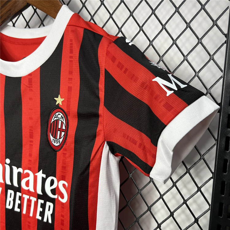 Moisture Wicking Kids AC Milan 2425 Home Kit ShirtShorts