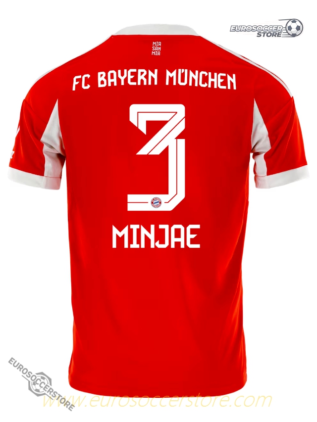 Bayern Munich's 25-26 Home Jersey Featuring Minjae with Number 3