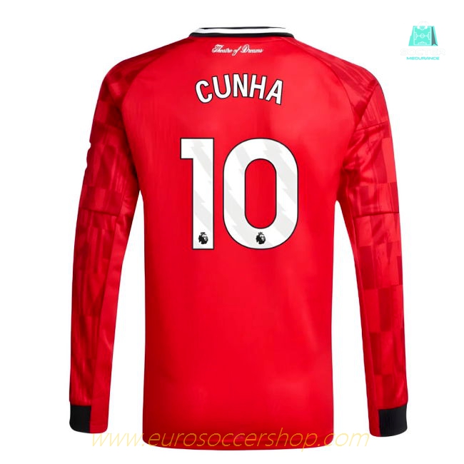 2025-2026 Man Utd Long Sleeve Home Shirt (Kids) (Cunha 10)