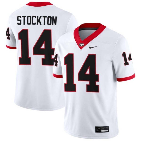 Men Georgia Bulldogs #14 Gunner Stockton White Nike Stitch Jersey