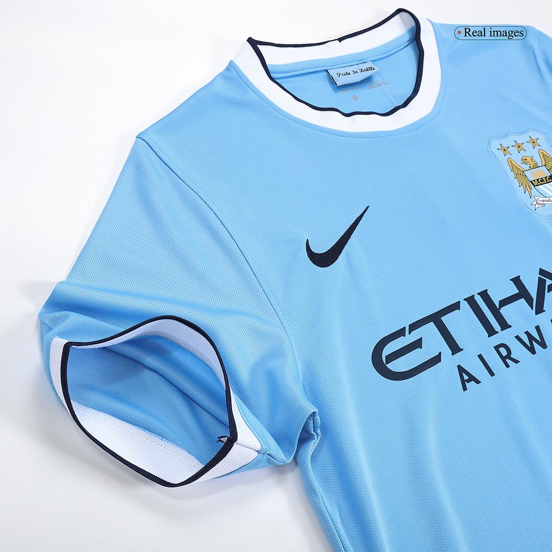 Retro 2013/14 Manchester City Home  Soccer Jersey Authentic Kit