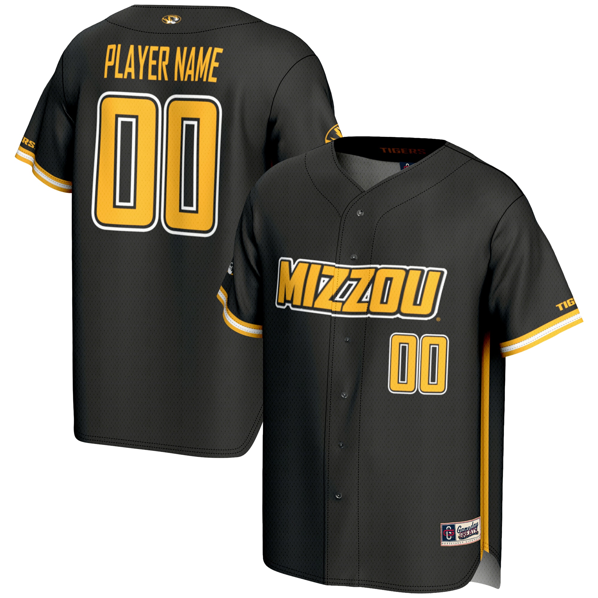 [NJP] Missouri Tigers GameDay Greats NIL Pick-A-Player Lightweight Baseball Jersey - Black