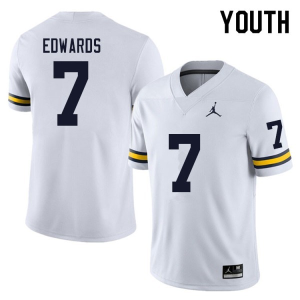 Youth Michigan Wolverines White #7 Jordan White Performance Football