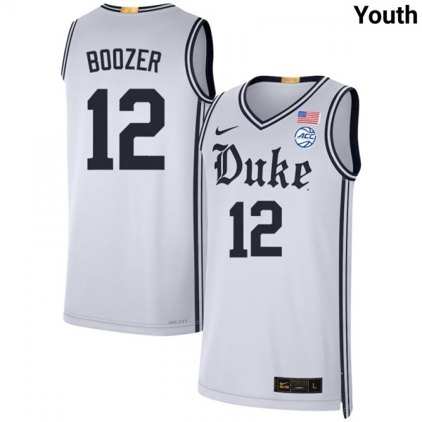 Youth Duke Blue Devils #12 Cameron Boozer Team White Nike Stitch Jerseys