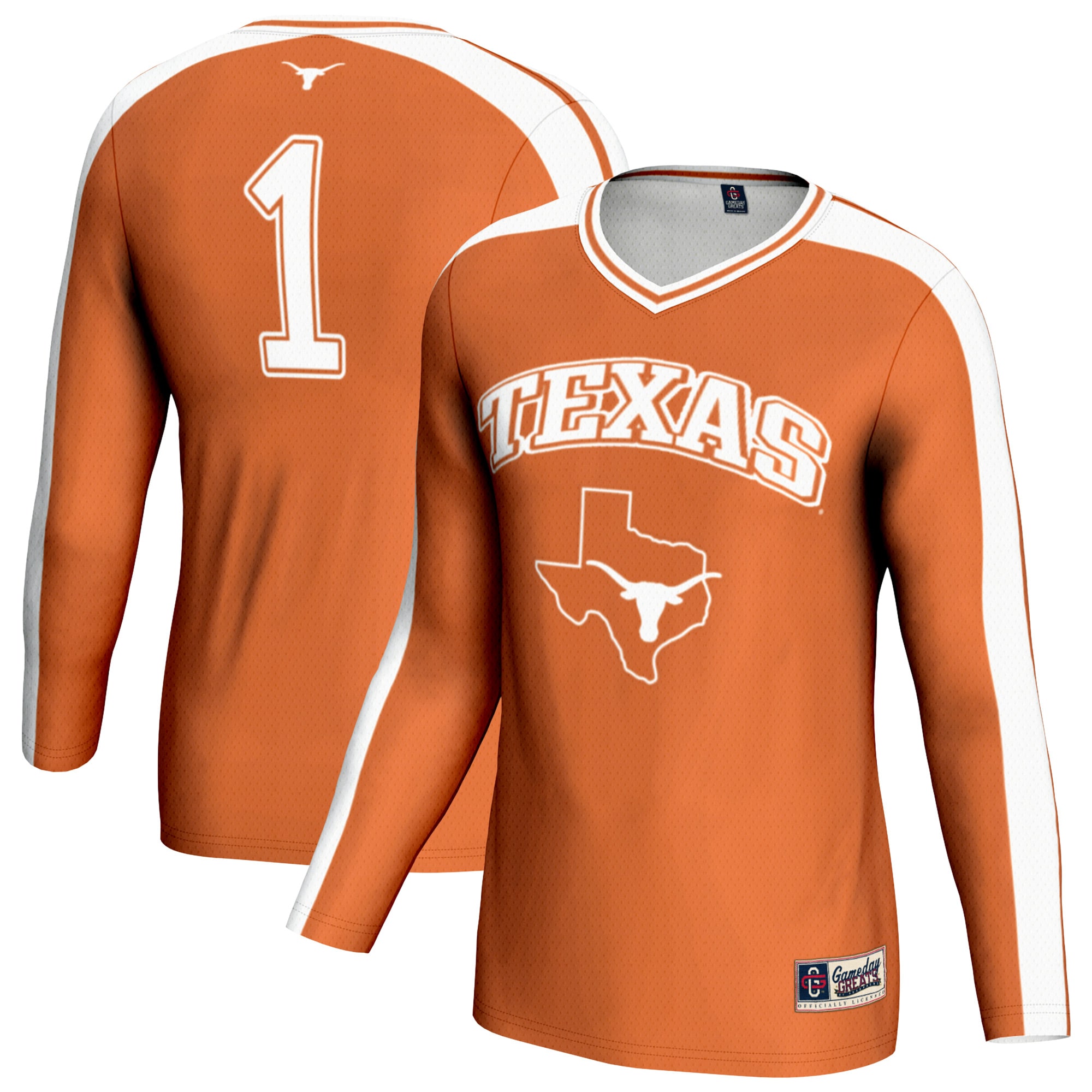 [NJP] Texas Longhorns GameDay Greats Unisex #1 Lightweight Volleyball Fashion Jersey - Burnt Orange