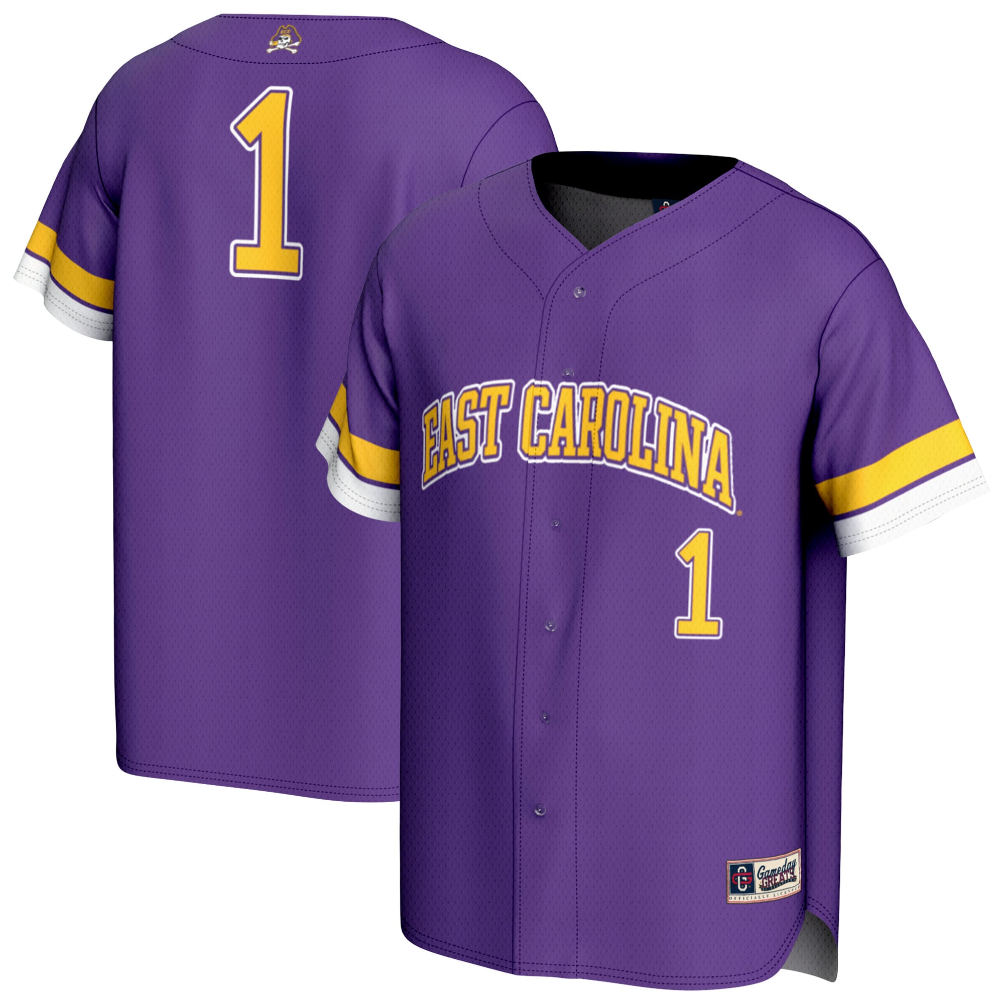 [NJP] Women's ECU Pirates GameDay Greats Lightweight Collegiate Baseball Fashion Jersey - Purple