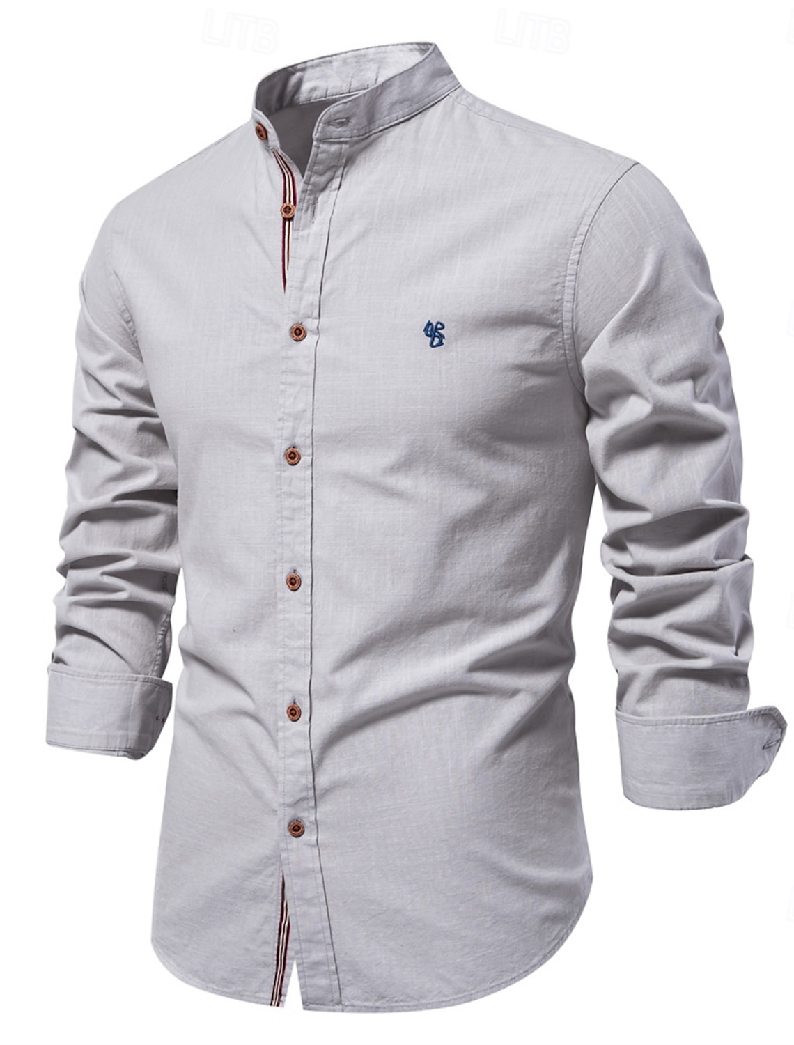 Men's Shirt Linen Shirt Summer Shirt Button Up Shirt Plain Casual Daily Blue Black White Light Green Long Sleeve Collar Spring & Summer Clothing Apparel Embroidered
