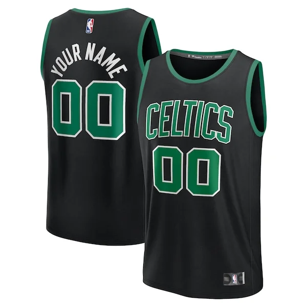 Boston Celtics Fast Break Custom Jersey - Statement Edition - Black/White/Kelly Green