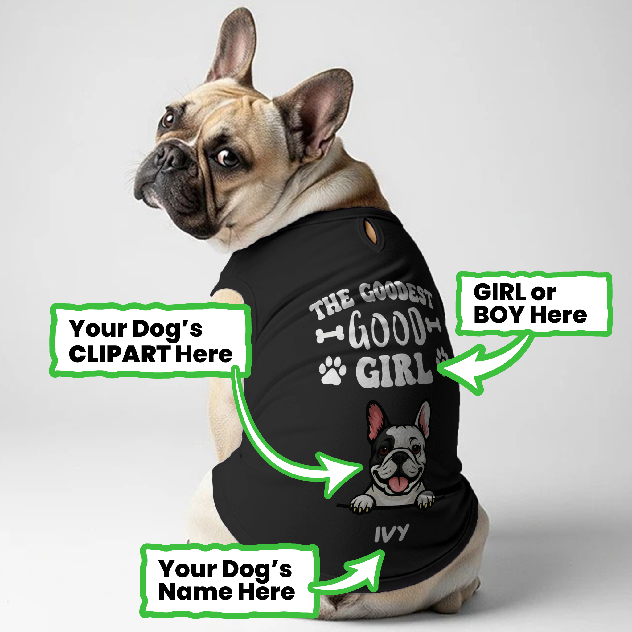 The Goodest Good Girl - Personalized Frenchie Shirt | Custom Dog T-Shirt for French Bulldogs