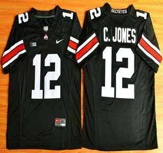 Men's OSU Ohio Black 2015 stitched Cardale Jones #12 high quality