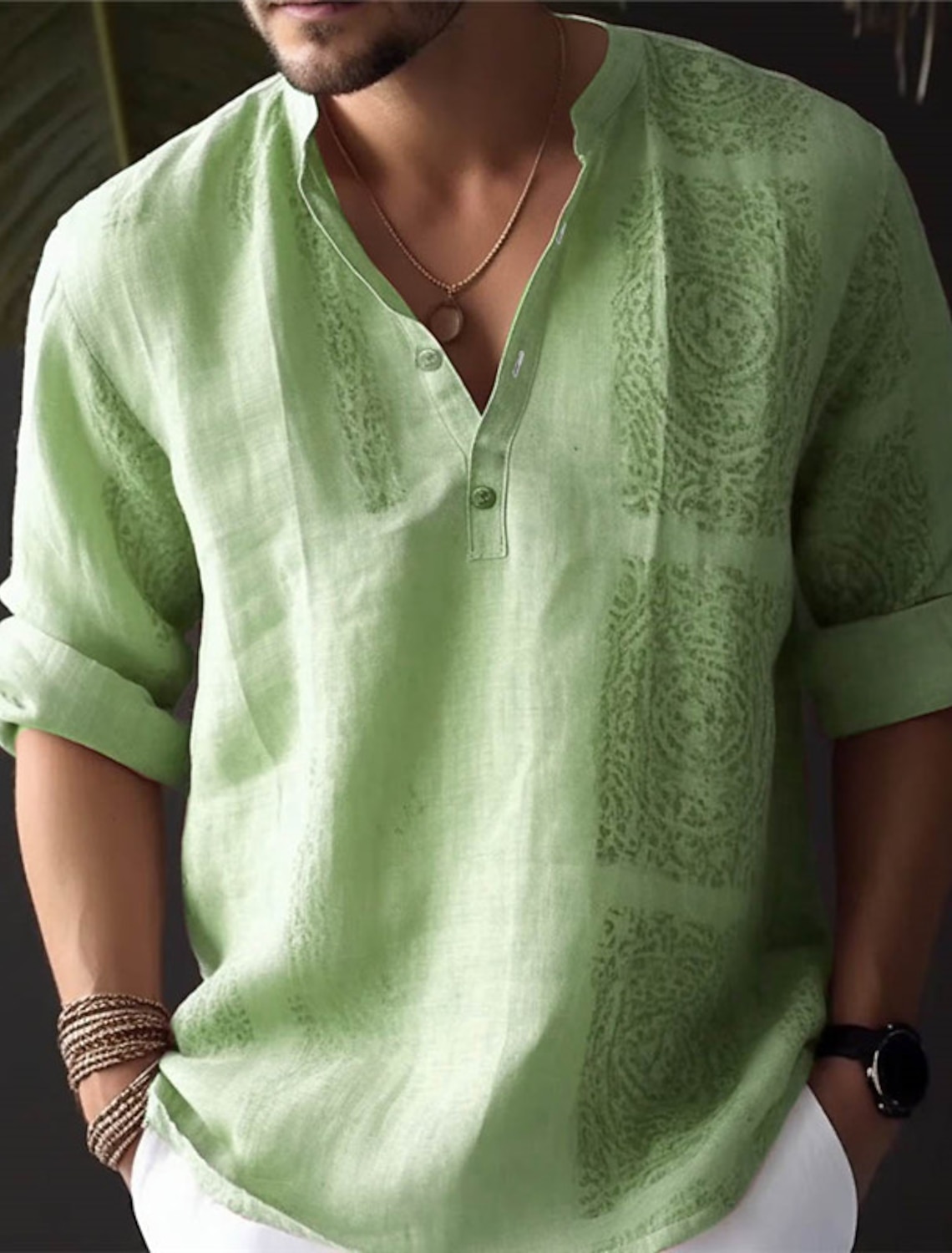 Men's Totem Ethnic Shirt Button Up Long Sleeve Fashion Streetwear