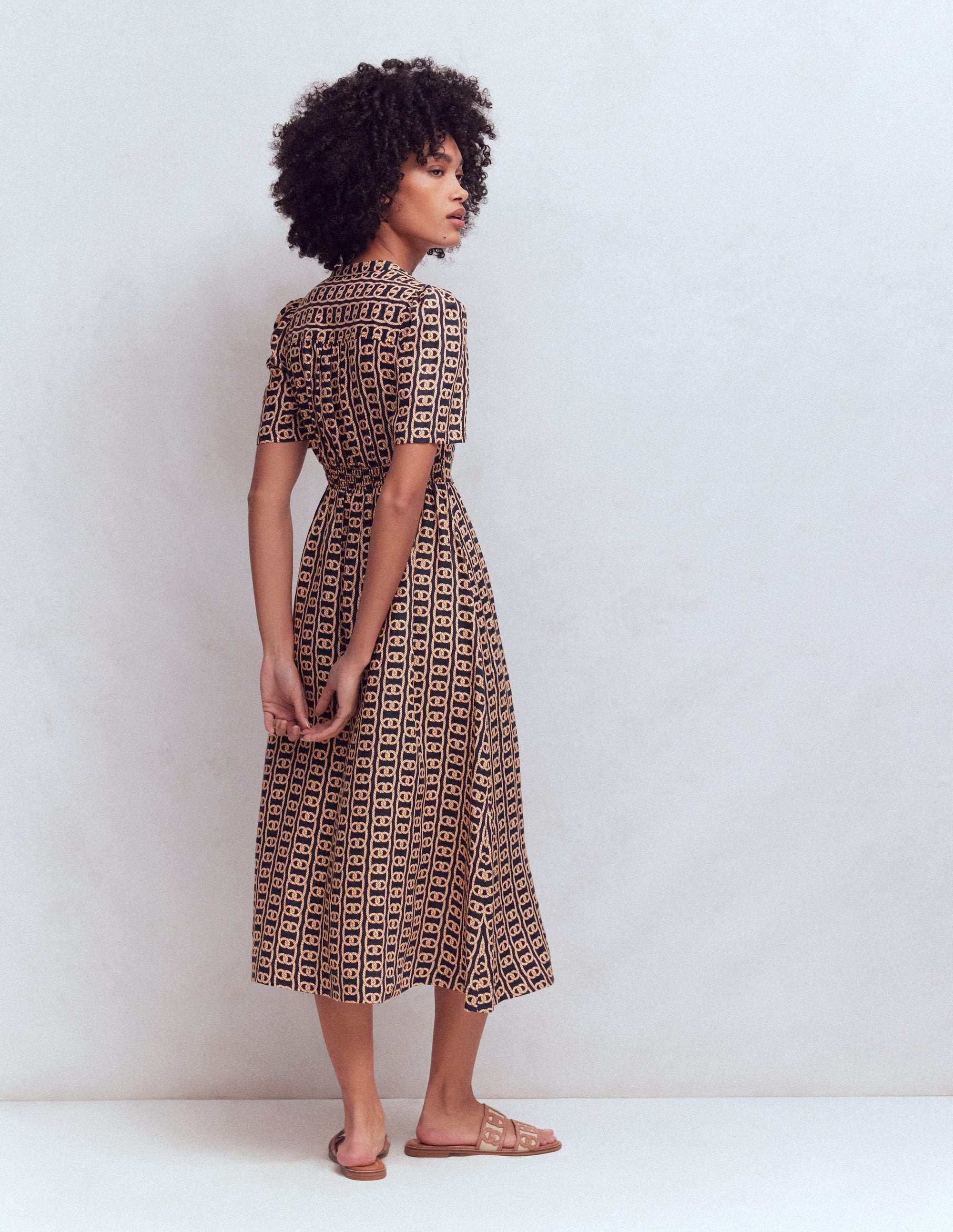 Ivy Placket Linen Midi Dress
