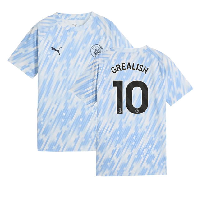 classic 2025-2026 Man City Warm Up Jersey (Silver Sky) - Kids (Grea...