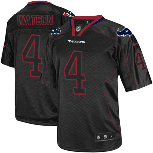 Official NFL Houston Texans #4 Deshaun Watson Black Lights Out Jersey