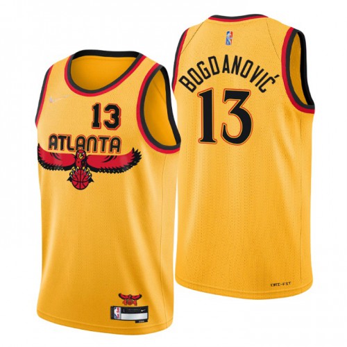 Atlanta Atlanta Hawks #13 Bogdan Bogdanovic Mens Nike Gold 2021/22 Swingman NBA Jersey ¨C City Edition Mens